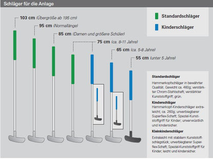 Minigolfschläger für Anlagen & Verleih